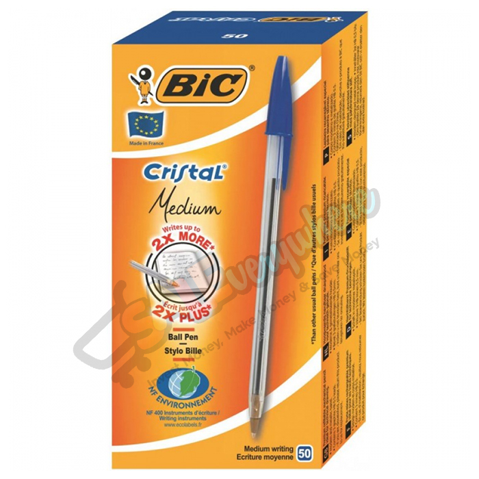 Bic Blue Crystal Range Medium Range Pen, Pack of 50