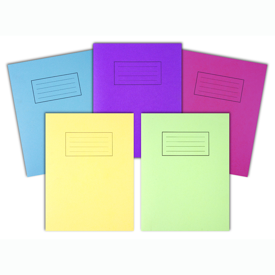 Silvine Exercise Book Lined with Margin Asst Colours 229mm x 178mm, 80 Pages