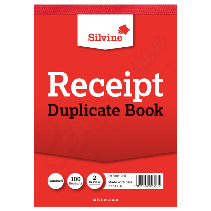 Silvine Duplicate Receipt Duplicate Book A6 148mm x 105mm, 1-100