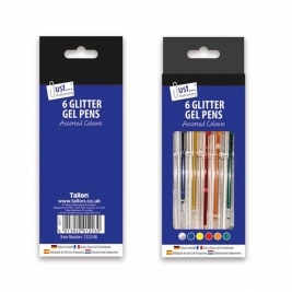 JS Glitter Gel Pens Asst Colours, Pack of 6