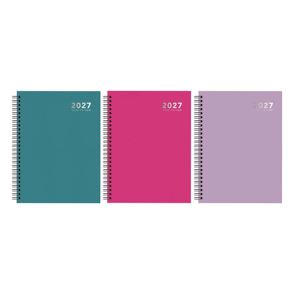 2027 A5 Diary Wired Bright Assorted Colours