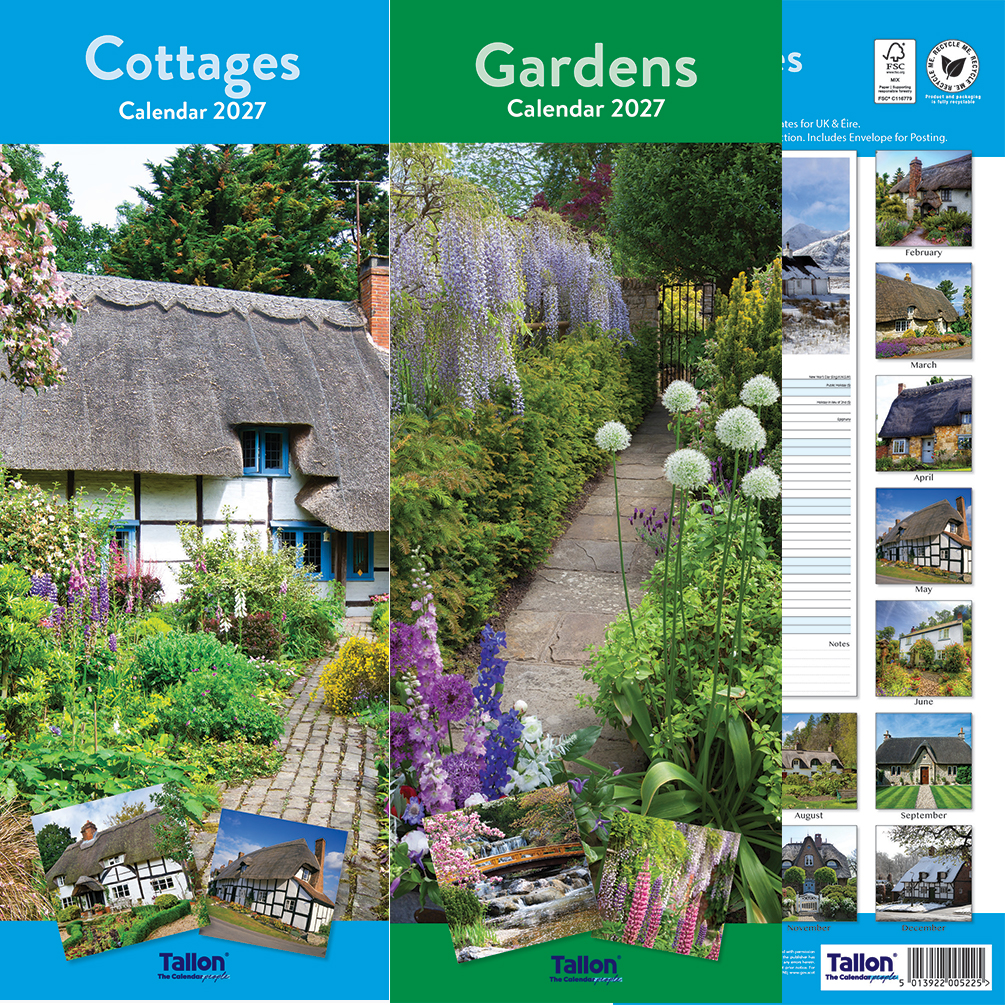 2027 Super Slim Calendar Garden & Cottages Design