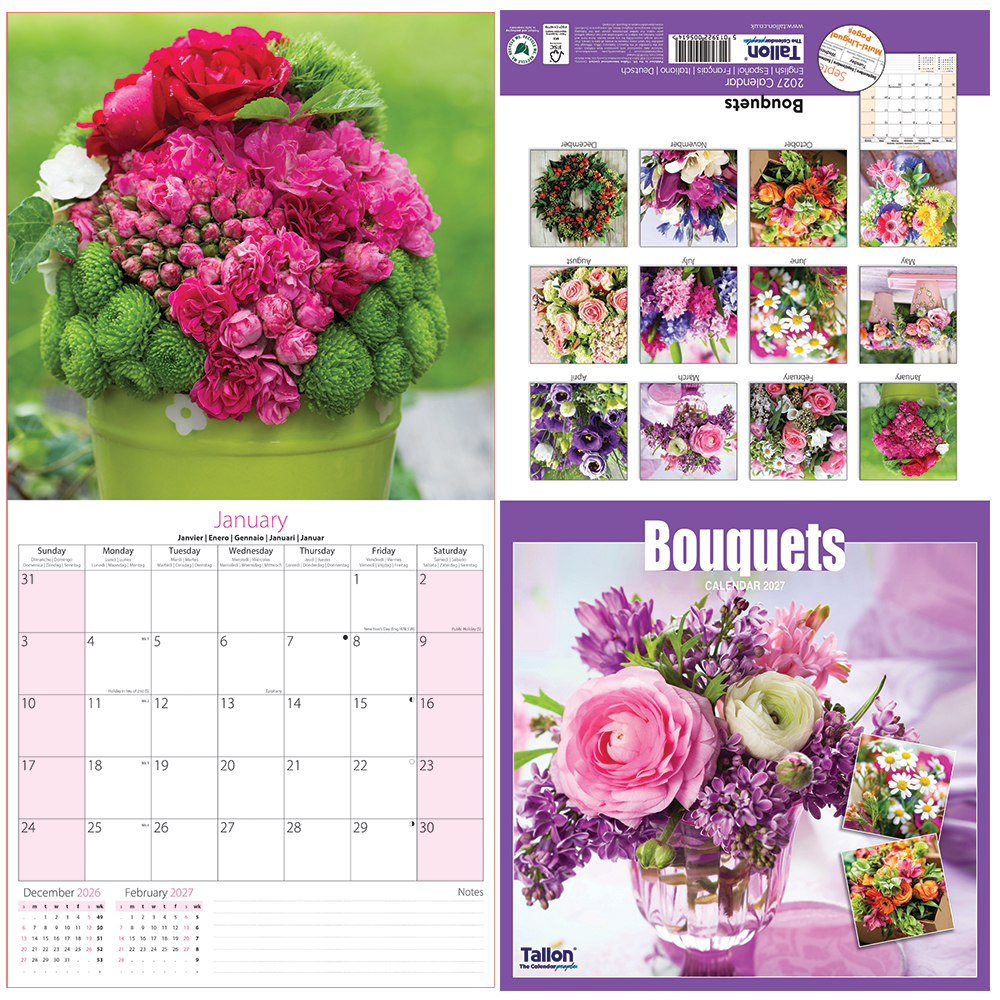 2027 Super Slim Calendar Flowers Design