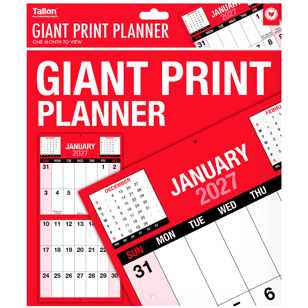 2027 Red & Black One Month To View Giant Print Planner