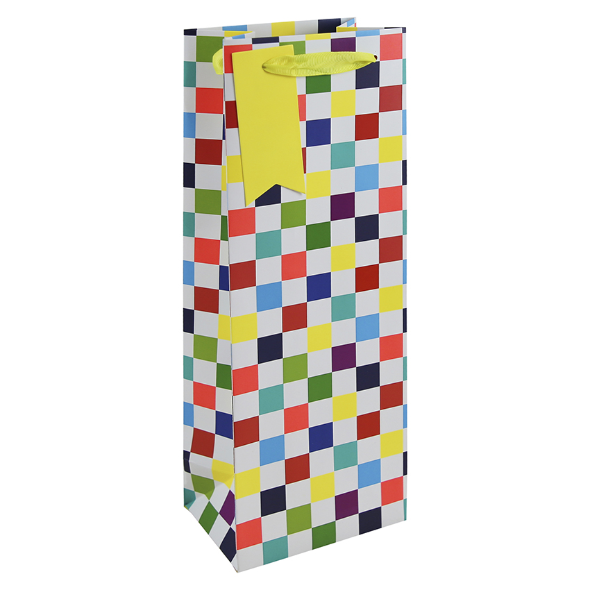 Checkerboard bottle gift bag