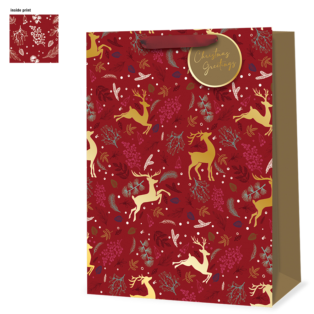 Gift Bag XMAS Reindeer Patter...