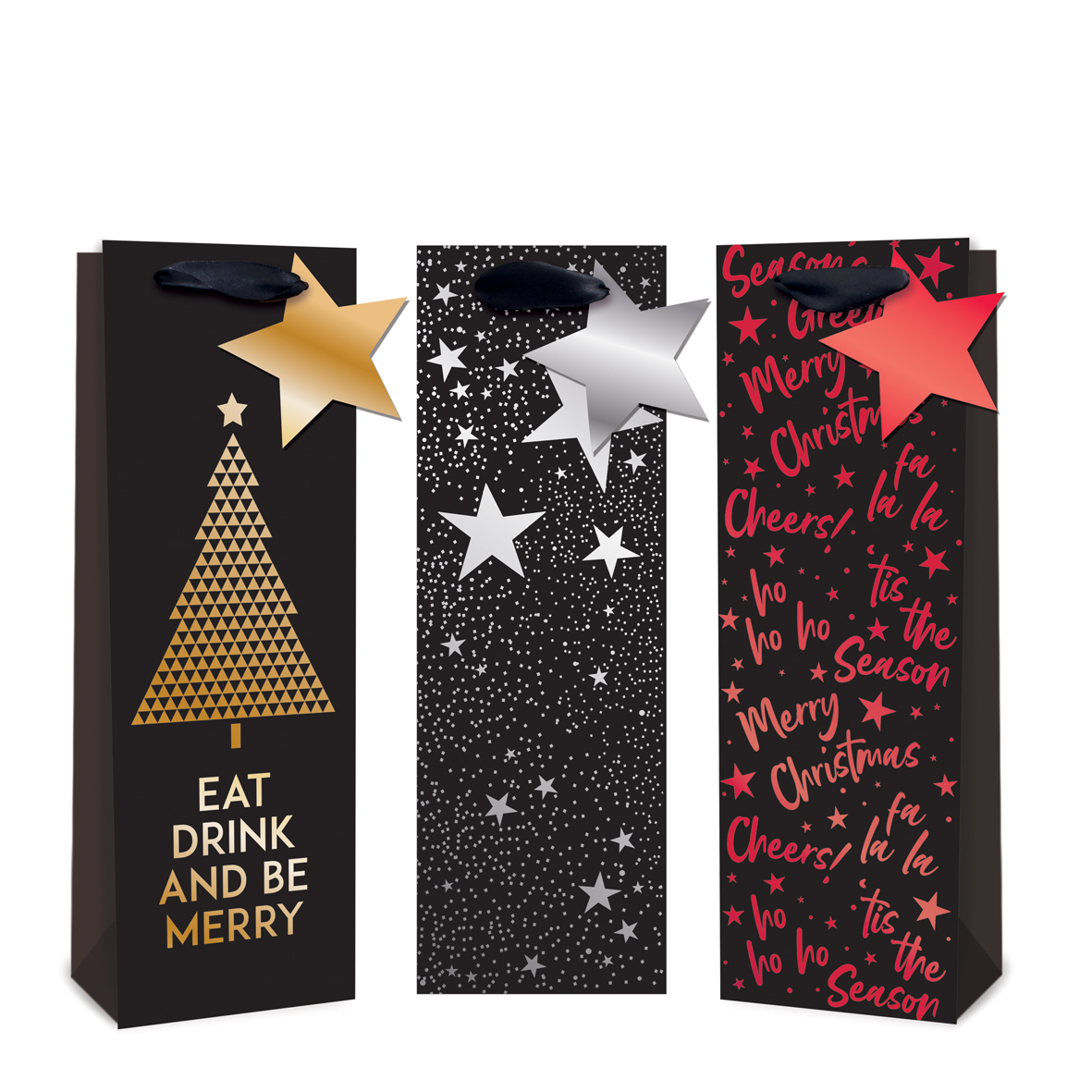 Gift Bag XMAS Foil Black Bottle...