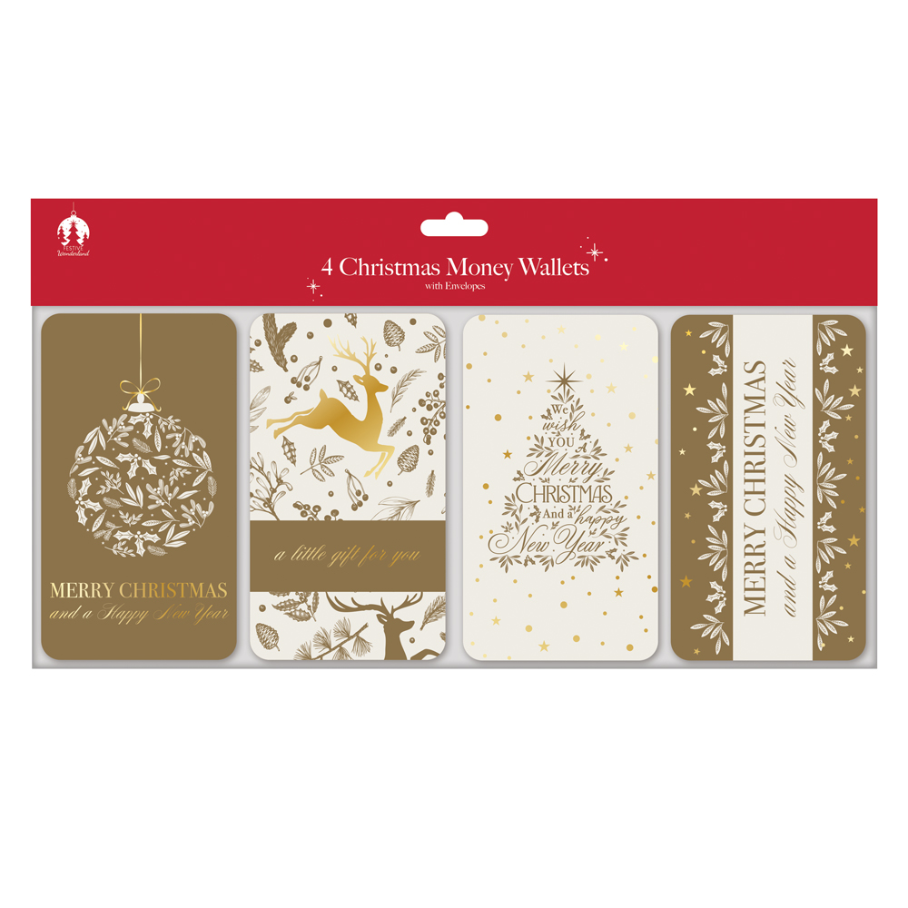 Money Wallets XMAS Golden pack of 4