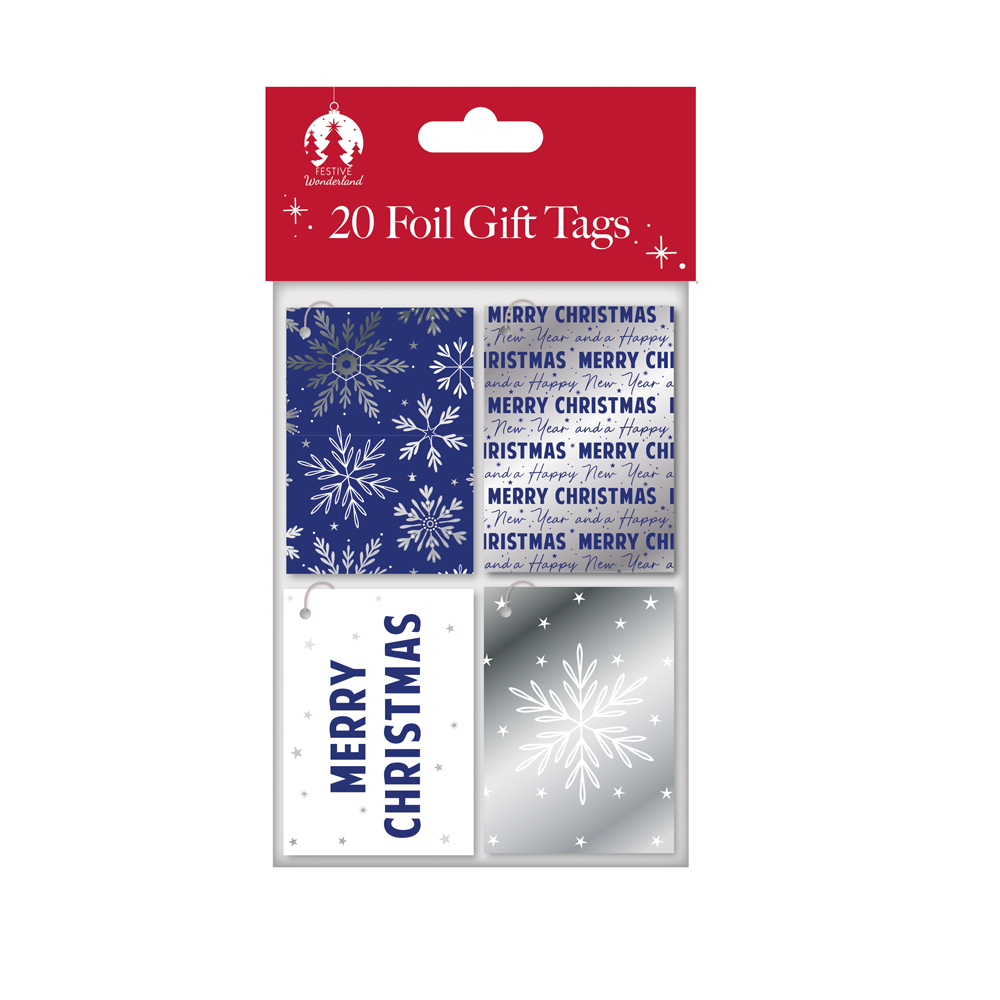 Gift Tags XMAS 20 Blue Snow