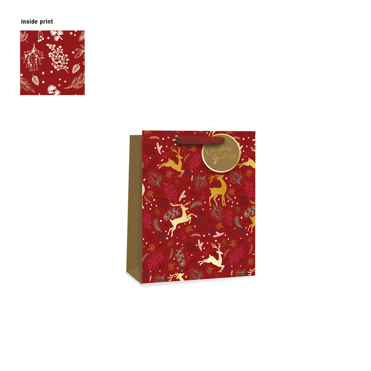 Gift Bag XMAS Reindeer Pattern Medium