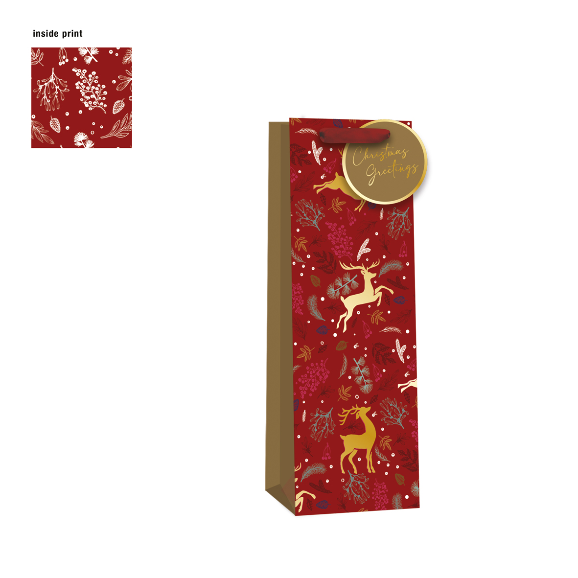 Gift Bag XMAS Reindeer Pattern Bottle