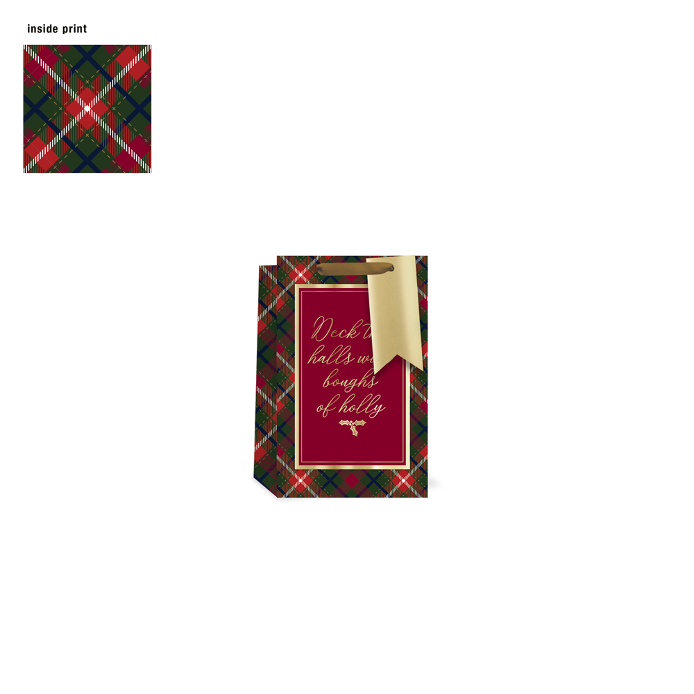 Gift Bag XMAS Tartan Text - Small