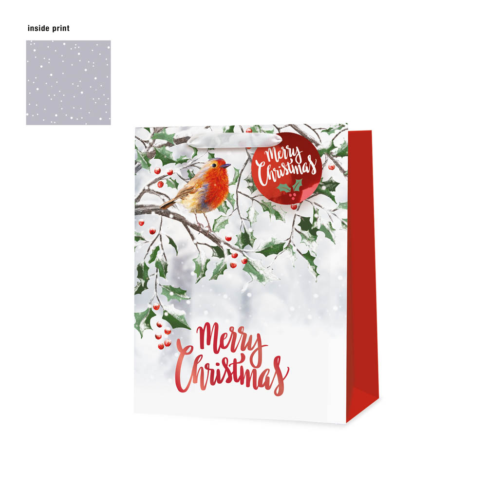 Gift Bag XMAS Robin Large