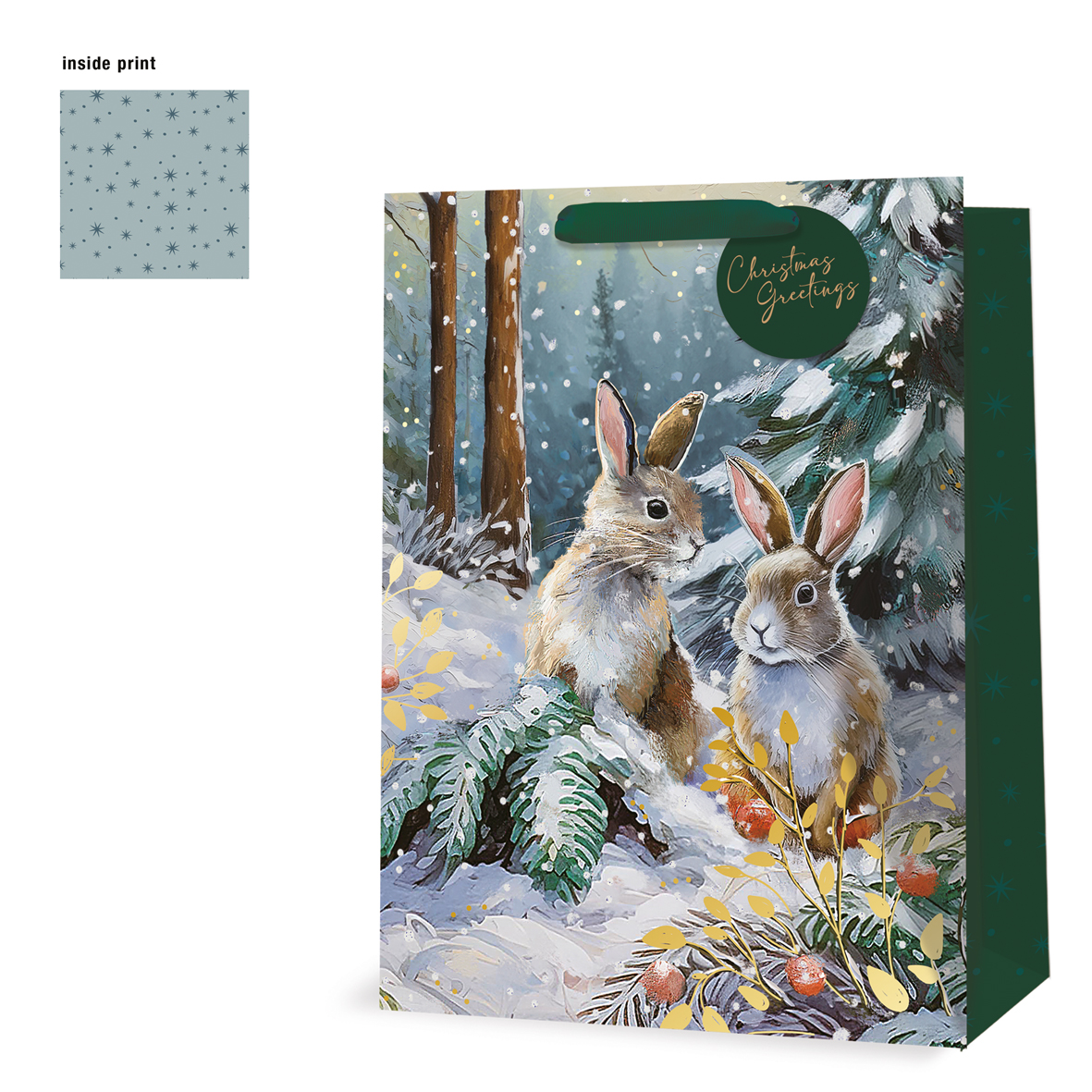 Gift bag XMAS Trad Rabbit - X-Large