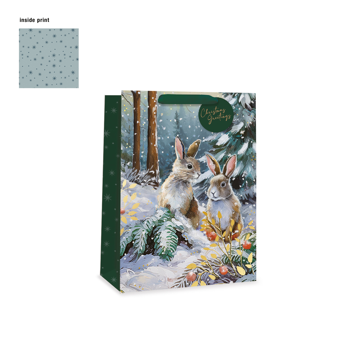 Gift bag XMAS Trad Rabbit - Large
