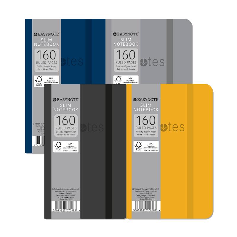 Easynote Soft Touch Notebook Slim Asst Colours, 160 Pages