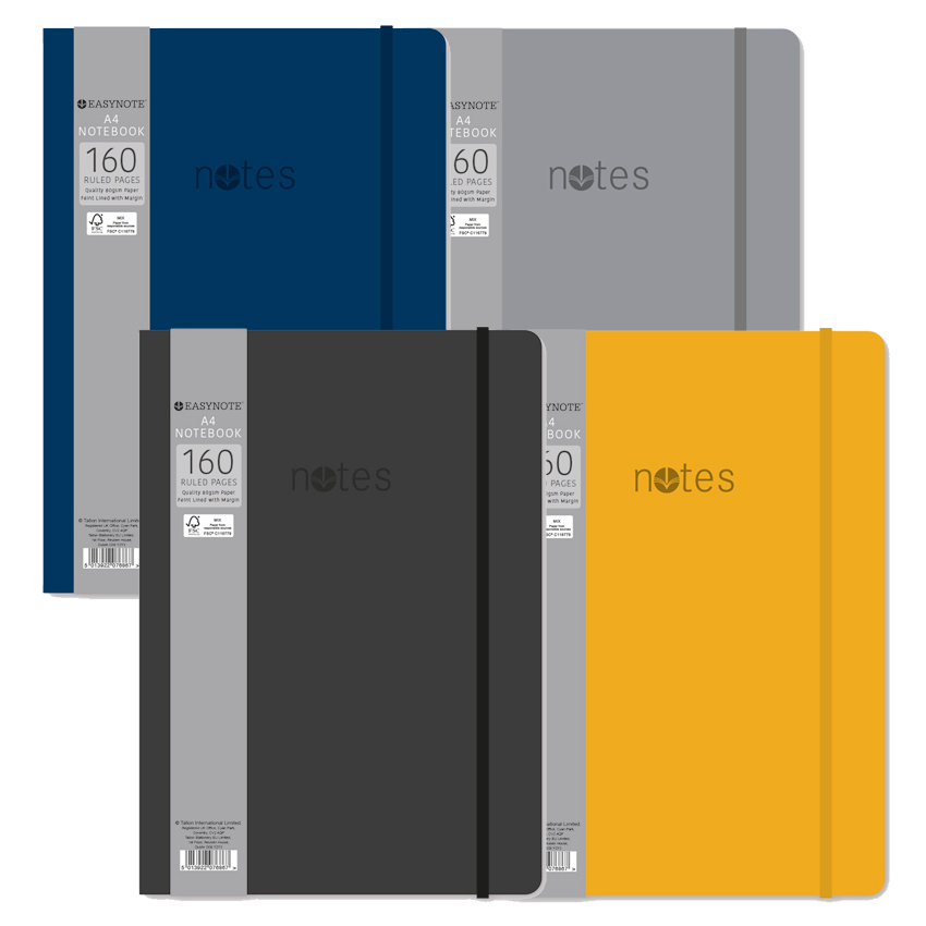 Easynote Soft Touch Notebook A4/C4 Asst Colours, 160 Pages