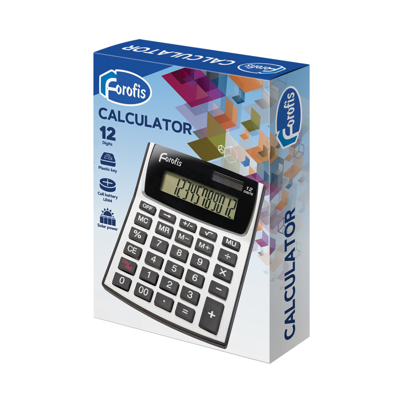 Desktop Calculator 12 Digit Black, Solar & Battery Powered