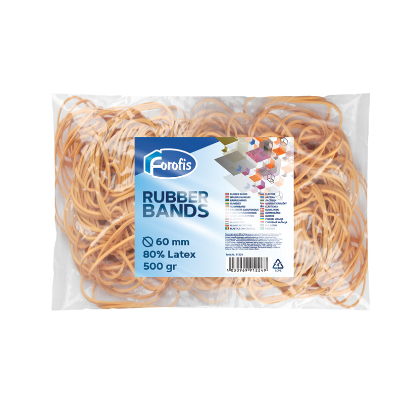 Elastic Natural Rubber Bands, Pack of 500g