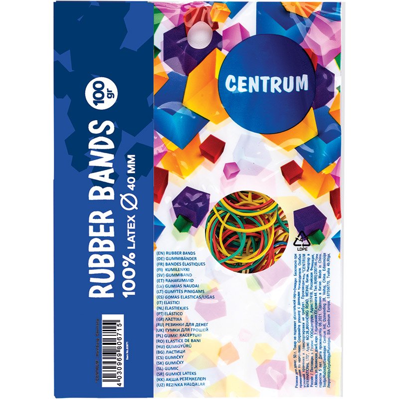 Elastic Rubber Bands 100g, Assorted Colour