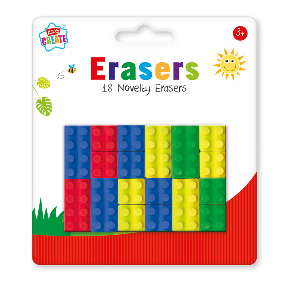Kids Create Brick / Lego Erasers Pack of 12