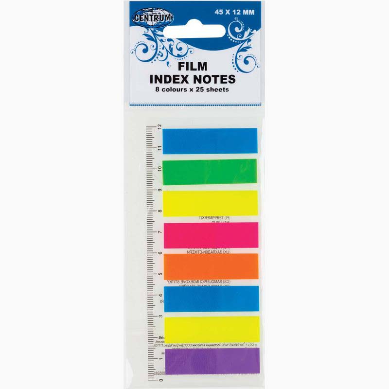 Sticky Neon Index Highlighter Notes Tab with Ruler Assorted Colour, Pack of 8 Hanging