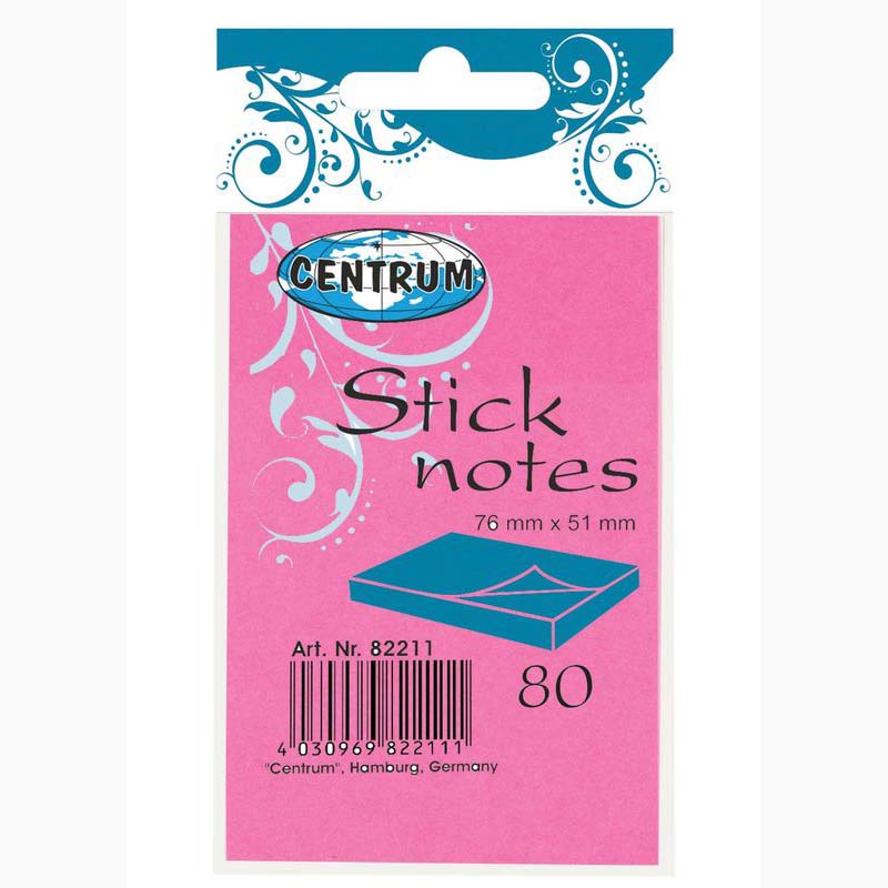 Sticky Static Memo Notes 51 x 76mm Neon Assorted Colour 80 Sheets, Hanging