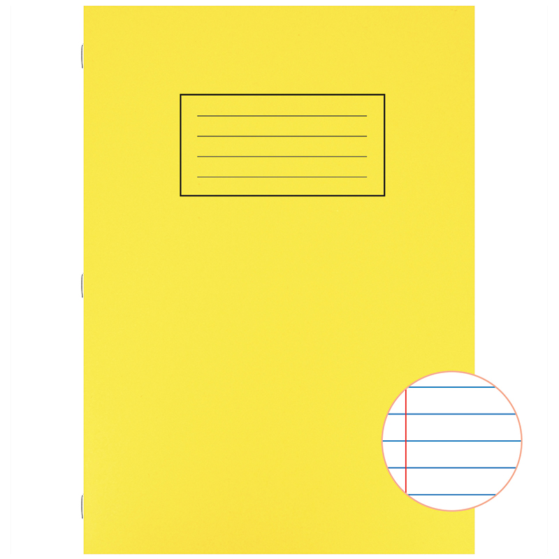Silvine A4 Exercise Book Lined with Margin Yellow, 80 Pages
