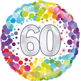 Unisex Colourful Confetti Happy 60th Birthday 18" | 46cm Helium Foil Balloon