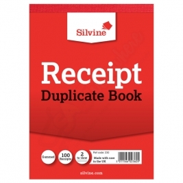 Silvine Duplicate Receipt Duplicate Book A6 148mm x 105mm, 1-100