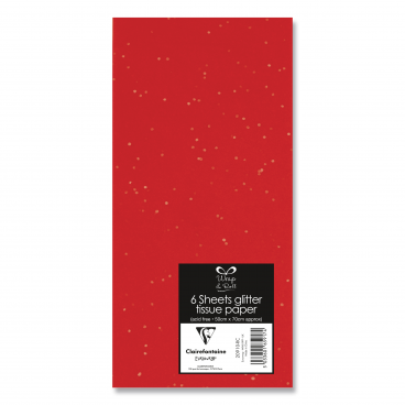 6 Glitter tissue paper red