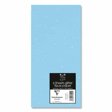 6 Glitter tissue paper turquoise