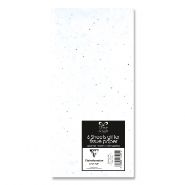 6 Glitter tissue paper white