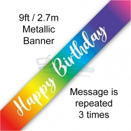 Happy Birthday Rainbow Script Foil Banner