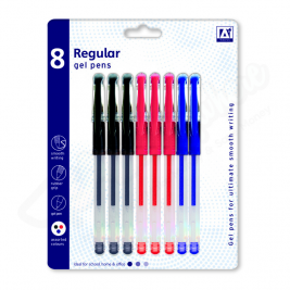 A* Gel Pen Regular Asst Colour, Pack of 8