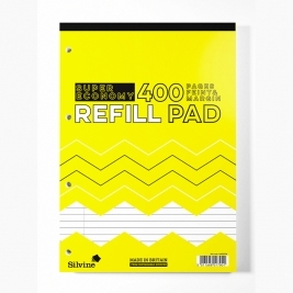Silvine A4 Economy Refill Pad Lined with Margin, 400 Pages