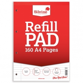 Silvine A4 Refill Pad Lined with Margin, 160 Pages