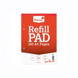Silvine A5 Refill Pad Lined with Margin, 160 Pages