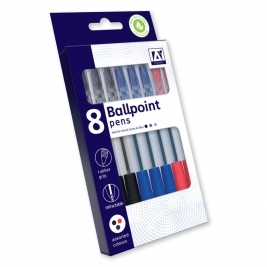 A* Ball Point Pen Asst Colour, Pack of 8
