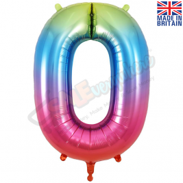 Age 0 Rainbow Foil Number Balloon 34" | 87cm, Hanging