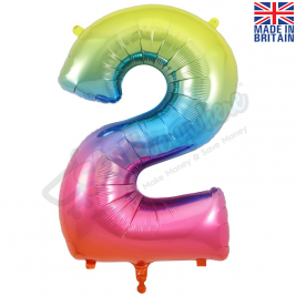 Age 2 Rainbow Foil Number Balloon 34" | 87cm, Hanging