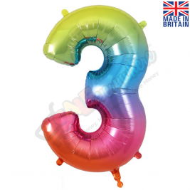 Age 3 Rainbow Foil Number Balloon 34" | 87cm, Hanging