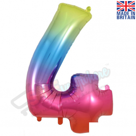 Age 4 Rainbow Foil Number Balloon 34" | 87cm, Hanging