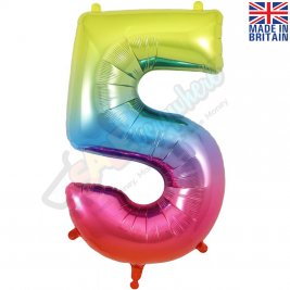 Age 5 Rainbow Foil Number Balloon 34" | 87cm, Hanging