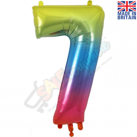 Age 7 Rainbow Foil Number Balloon 34" | 87cm, Hanging