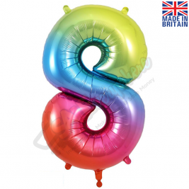 Age 8 Rainbow Foil Number Balloon 34" | 87cm, Hanging