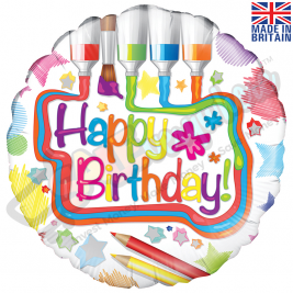 Art Design Happy Birthday 18" | 46cm Helium Foil Balloon