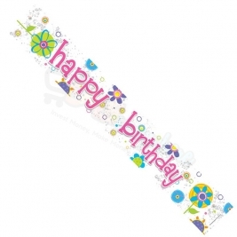 Kaleidoscope Happy Birthday Female  Floral Foil Banner