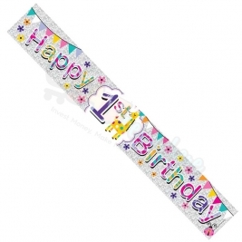 Kaleidoscope female 1st  Birthday Foil  Banner