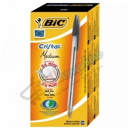 Bic Black Crystal Range Medium Range Pen, Pack of 50